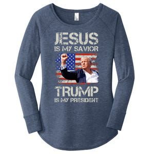 Jesus Is My Savior Trump Is My President Women's Perfect Tri Tunic Long Sleeve Shirt