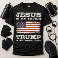 Jesus Is My Savior Trump Is My President Cooling Performance Crew T-Shirt