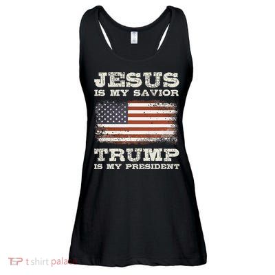 Jesus Is My Savior Trump Is My President Ladies Essential Flowy Tank