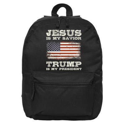 Jesus Is My Savior Trump Is My President 16 in Basic Backpack