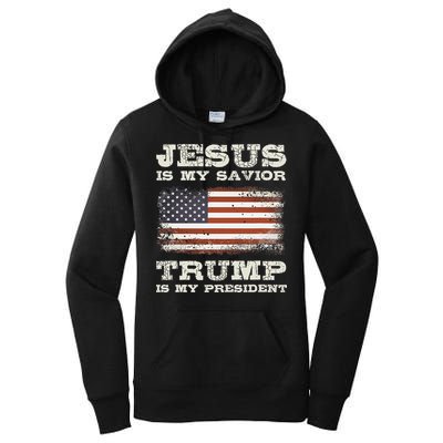 Jesus Is My Savior Trump Is My President Women's Pullover Hoodie