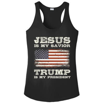 Jesus Is My Savior Trump Is My President Ladies PosiCharge Competitor Racerback Tank