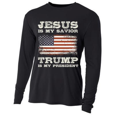 Jesus Is My Savior Trump Is My President Cooling Performance Long Sleeve Crew