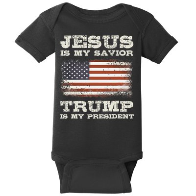 Jesus Is My Savior Trump Is My President Baby Bodysuit
