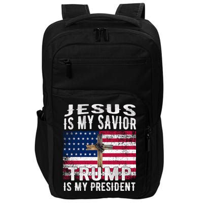 Jesus Is My Savior Trump Is My President American Flag Impact Tech Backpack
