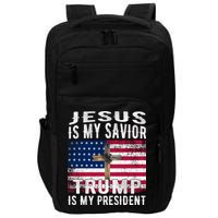 Jesus Is My Savior Trump Is My President American Flag Impact Tech Backpack