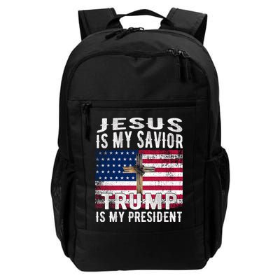 Jesus Is My Savior Trump Is My President American Flag Backpack