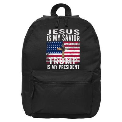 Jesus Is My Savior Trump Is My President American Flag 16 in Basic Backpack