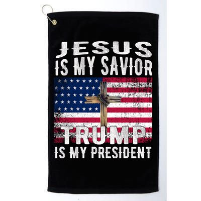 Jesus Is My Savior Trump Is My President American Flag Golf Towel