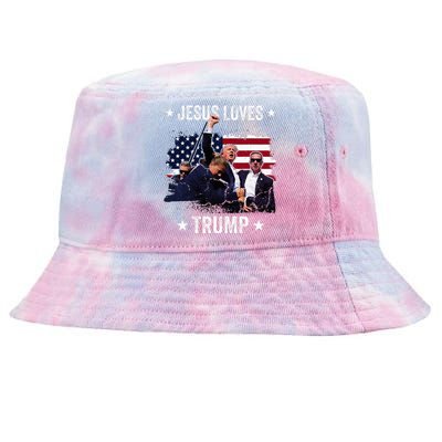 Jesus Is My Savior Trump Is My President Tie-Dyed Bucket Hat