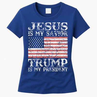 Jesus Is My Savior Trump Is My President 2020 Womens T-Shirt
