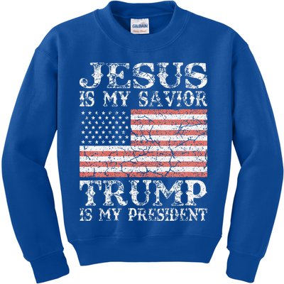 Jesus Is My Savior Trump Is My President 2020 Kids Sweatshirt