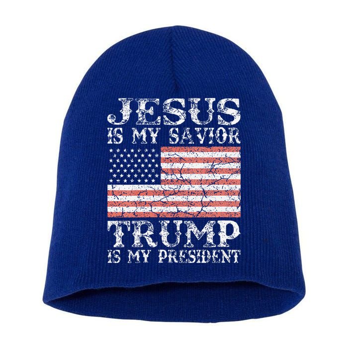 Jesus Is My Savior Trump Is My President 2020 Short Acrylic Beanie