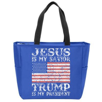 Jesus Is My Savior Trump Is My President 2020 Zip Tote Bag