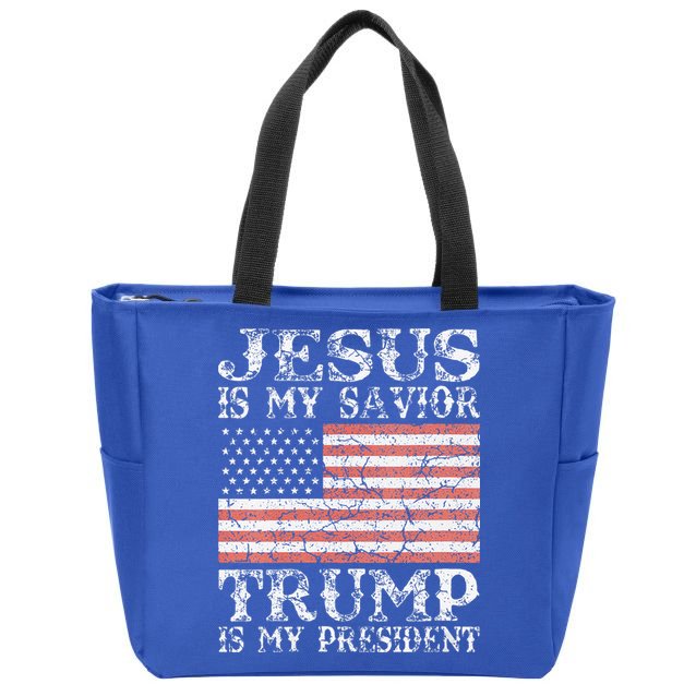 Jesus Is My Savior Trump Is My President 2020 Zip Tote Bag