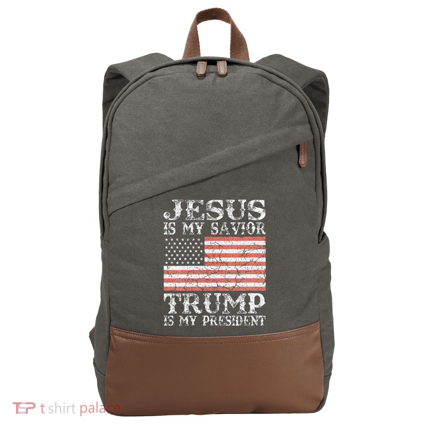 Jesus Is My Savior Trump Is My President 2020 Cotton Canvas Backpack