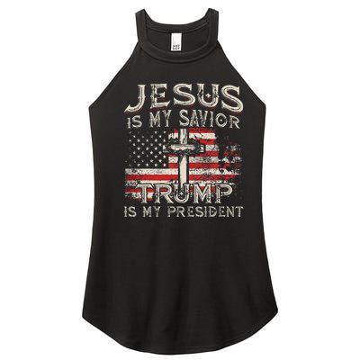 Jesus Is My Savior Trump Is My President American Flag Women’s Perfect Tri Rocker Tank