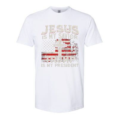 Jesus Is My Savior Trump Is My President American Flag Softstyle CVC T-Shirt