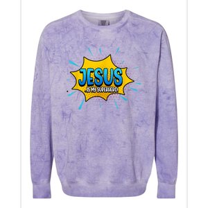 Jesus Is My Superhero God Christian Church Colorblast Crewneck Sweatshirt