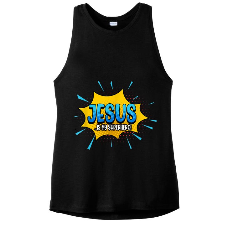 Jesus Is My Superhero God Christian Church Ladies PosiCharge Tri-Blend Wicking Tank