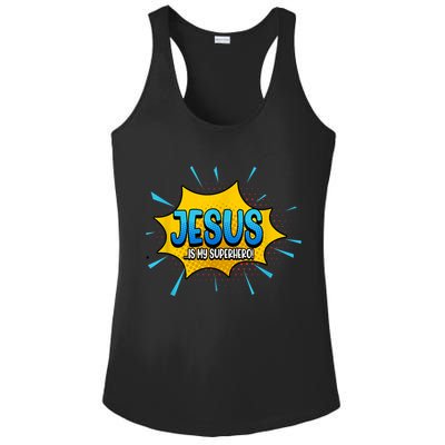 Jesus Is My Superhero God Christian Church Ladies PosiCharge Competitor Racerback Tank