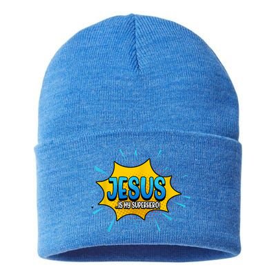 Jesus Is My Superhero God Christian Church Sustainable Knit Beanie