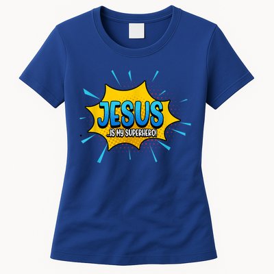 Jesus Is My Superhero God Christian Church Womens T-Shirt