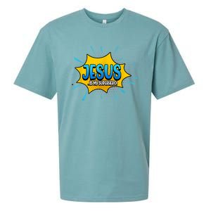 Jesus Is My Superhero God Christian Church Sueded Cloud Jersey T-Shirt