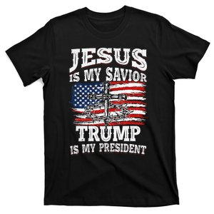 Jesus Is My Savior Trump Is My President American Flag T-Shirt