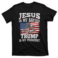 Jesus Is My Savior Trump Is My President American Flag T-Shirt