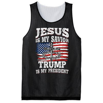 Jesus Is My Savior Trump Is My President American Flag Mesh Reversible Basketball Jersey Tank