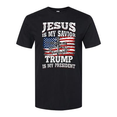 Jesus Is My Savior Trump Is My President American Flag Softstyle CVC T-Shirt