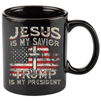 Jesus Is My Savior Trump Is My President American Flag 11oz C Handle Ceramic Mug