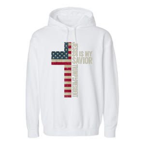 Jesus Is My Savior Trump Is My President Trump 2024 Election Garment-Dyed Fleece Hoodie