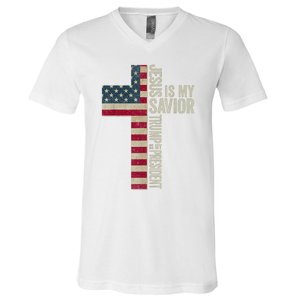 Jesus Is My Savior Trump Is My President Trump 2024 Election V-Neck T-Shirt