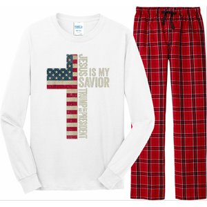 Jesus Is My Savior Trump Is My President Trump 2024 Election Long Sleeve Pajama Set