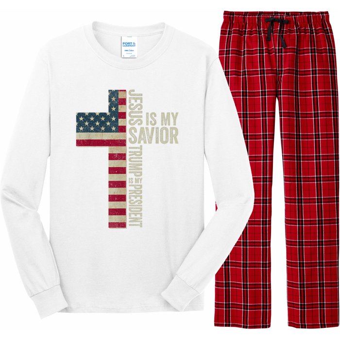 Jesus Is My Savior Trump Is My President Trump 2024 Election Long Sleeve Pajama Set