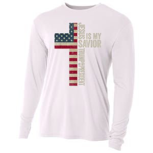 Jesus Is My Savior Trump Is My President Trump 2024 Election Cooling Performance Long Sleeve Crew