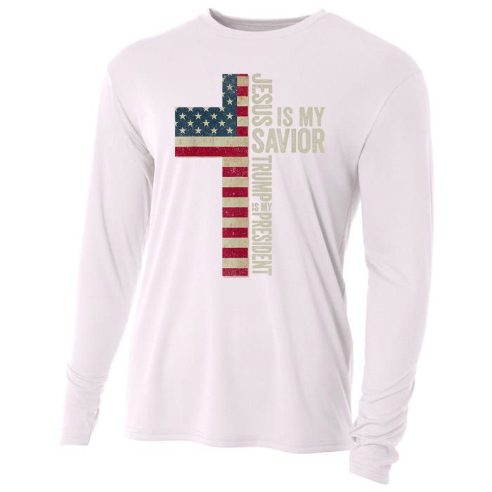 Jesus Is My Savior Trump Is My President Trump 2024 Election Cooling Performance Long Sleeve Crew