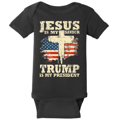 Jesus Is My Savior Trump Is My President Trump Supporter Baby Bodysuit