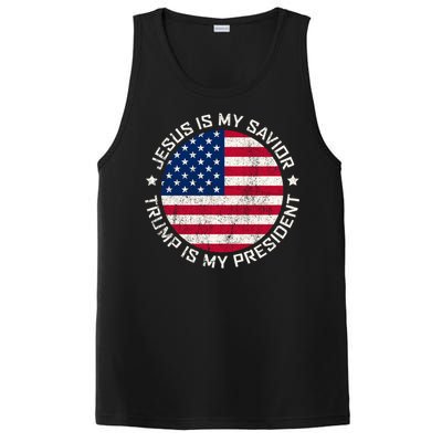 Jesus Is My Savior Trump Is My President Vintage White Gift PosiCharge Competitor Tank