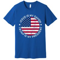 Jesus Is My Savior Trump Is My President Vintage White Gift Premium T-Shirt