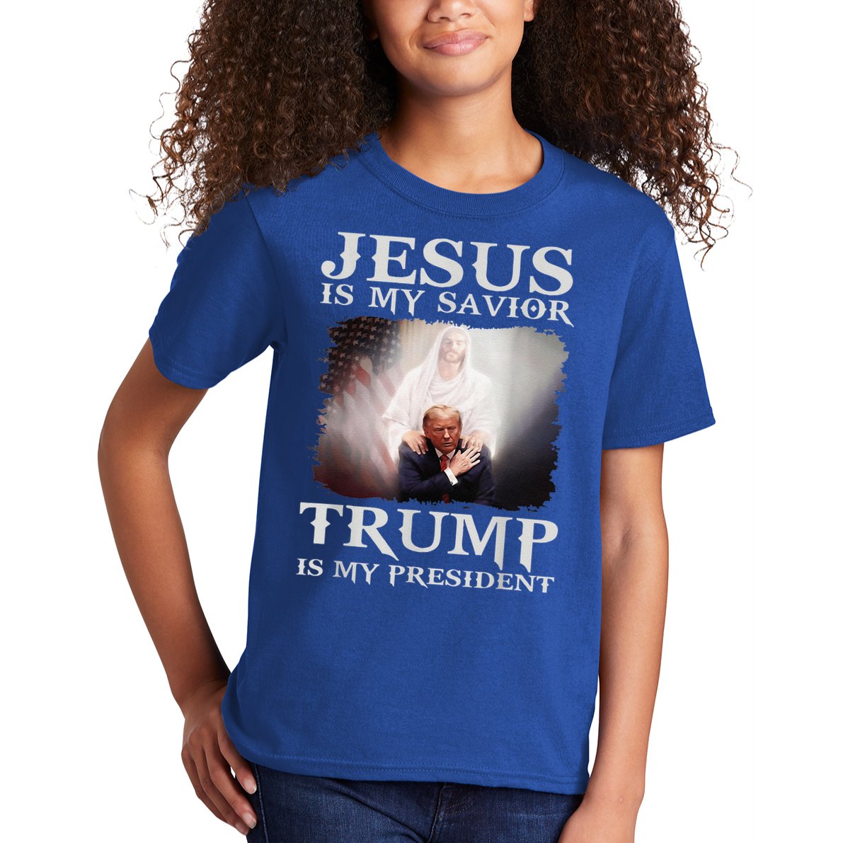 Jesus Is My Savior Trump Is My President Kids T-Shirt