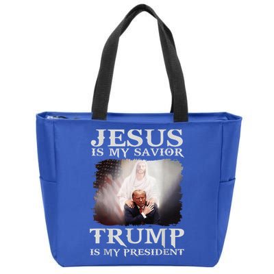 Jesus Is My Savior Trump Is My President Zip Tote Bag