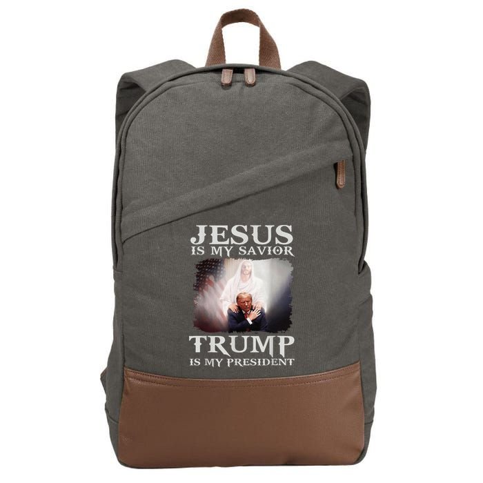 Jesus Is My Savior Trump Is My President Cotton Canvas Backpack