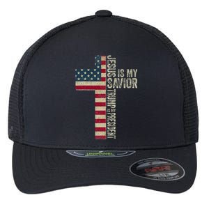 Jesus Is My Savior Trump Is My President Trump 2024 Election Flexfit Unipanel Trucker Cap