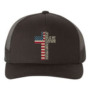 Jesus Is My Savior Trump Is My President Trump 2024 Election Yupoong Adult 5-Panel Trucker Hat