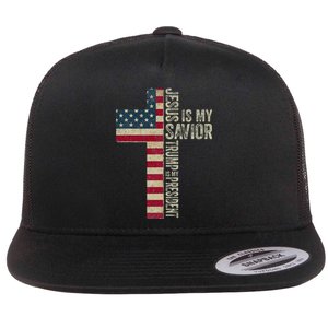 Jesus Is My Savior Trump Is My President Trump 2024 Election Flat Bill Trucker Hat