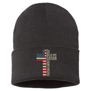 Jesus Is My Savior Trump Is My President Trump 2024 Election Sustainable Knit Beanie