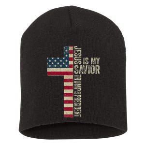 Jesus Is My Savior Trump Is My President Trump 2024 Election Short Acrylic Beanie